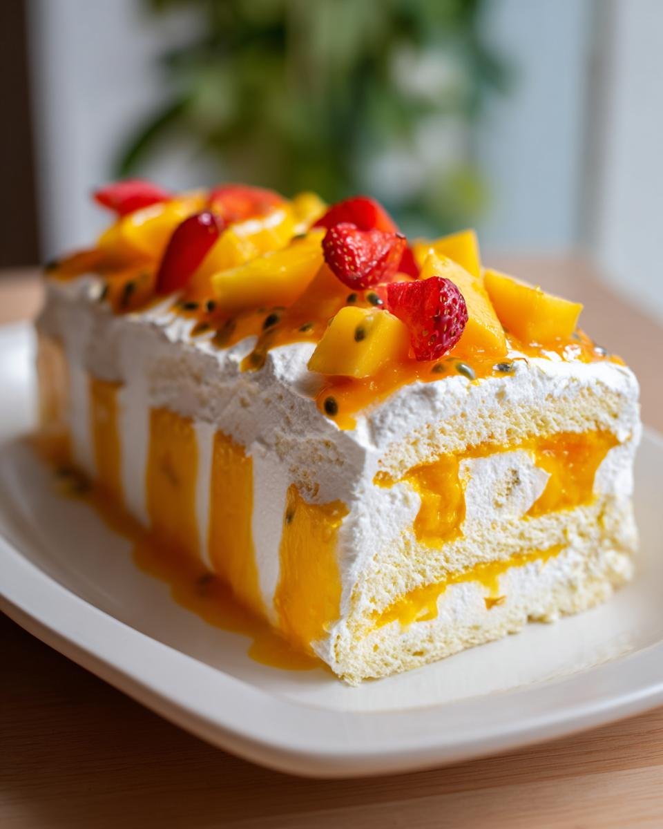 Bûche Exotique Mangue & Passion, Dessert Frais pour Fête - detail 2