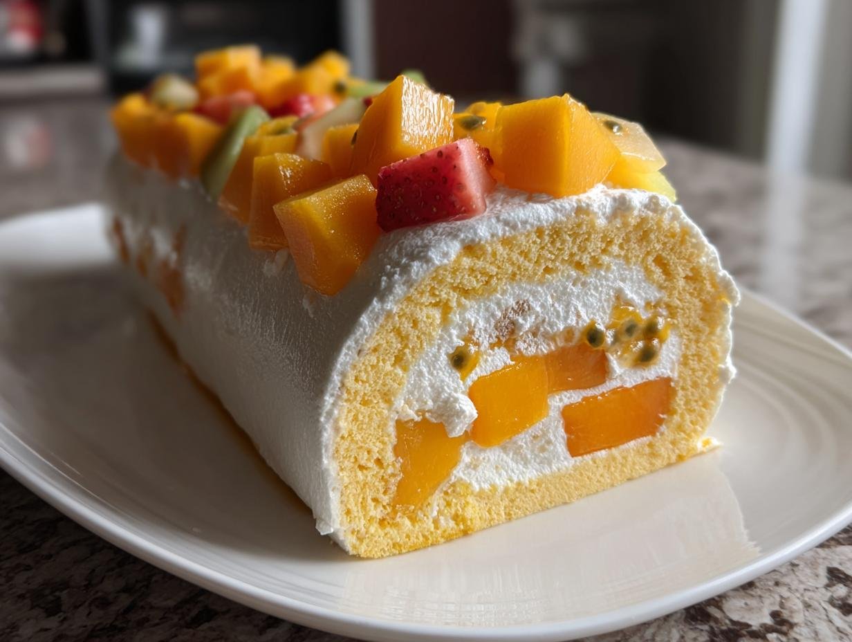 Bûche Exotique Mangue & Passion, Dessert Frais pour Fête