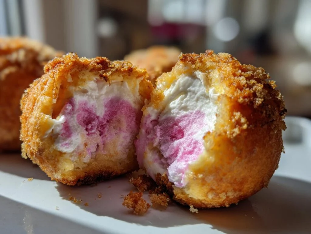 Bombes de cheesecake croustillantes à la barbe à papa