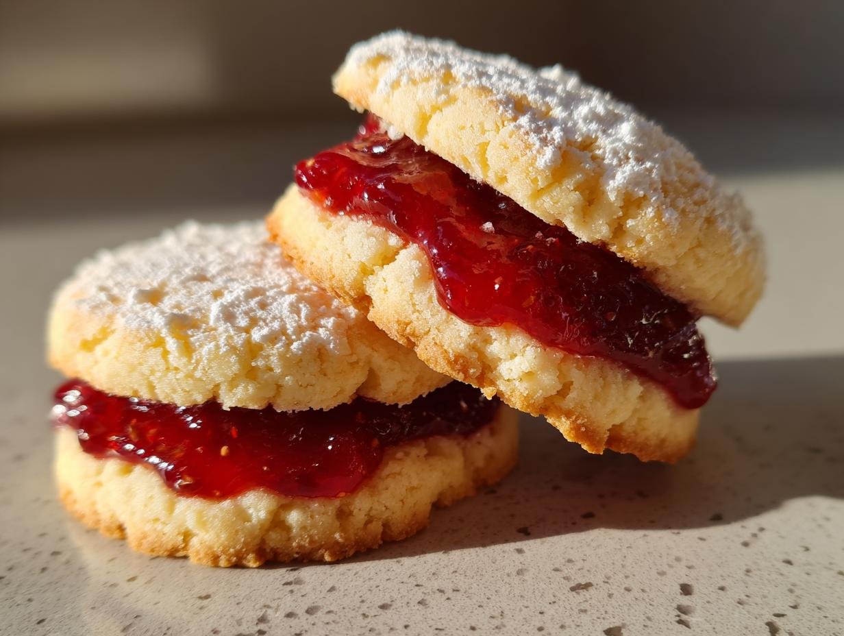 Petits sablés fourrés à la confiture de fraises