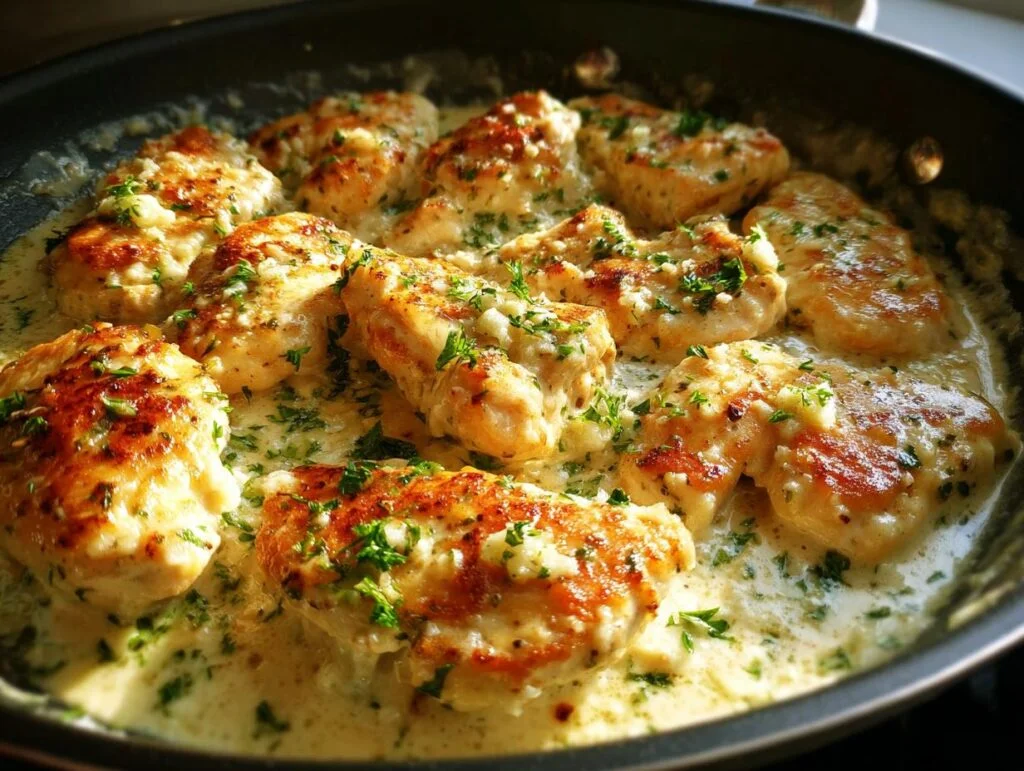 Poulet crémeux à l'ail et au parmesan