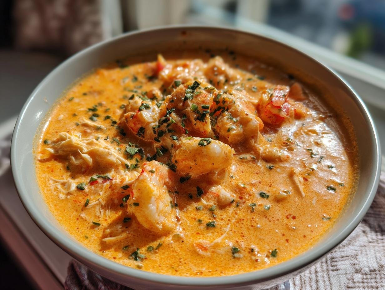 Bisque crémeuse au crabe et aux crevettes maison simple